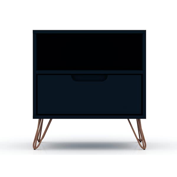 Manhattan Comfort Rockefeller 1.0 Nightstand, Tatiana Midnight Blue 101GMC4 - main